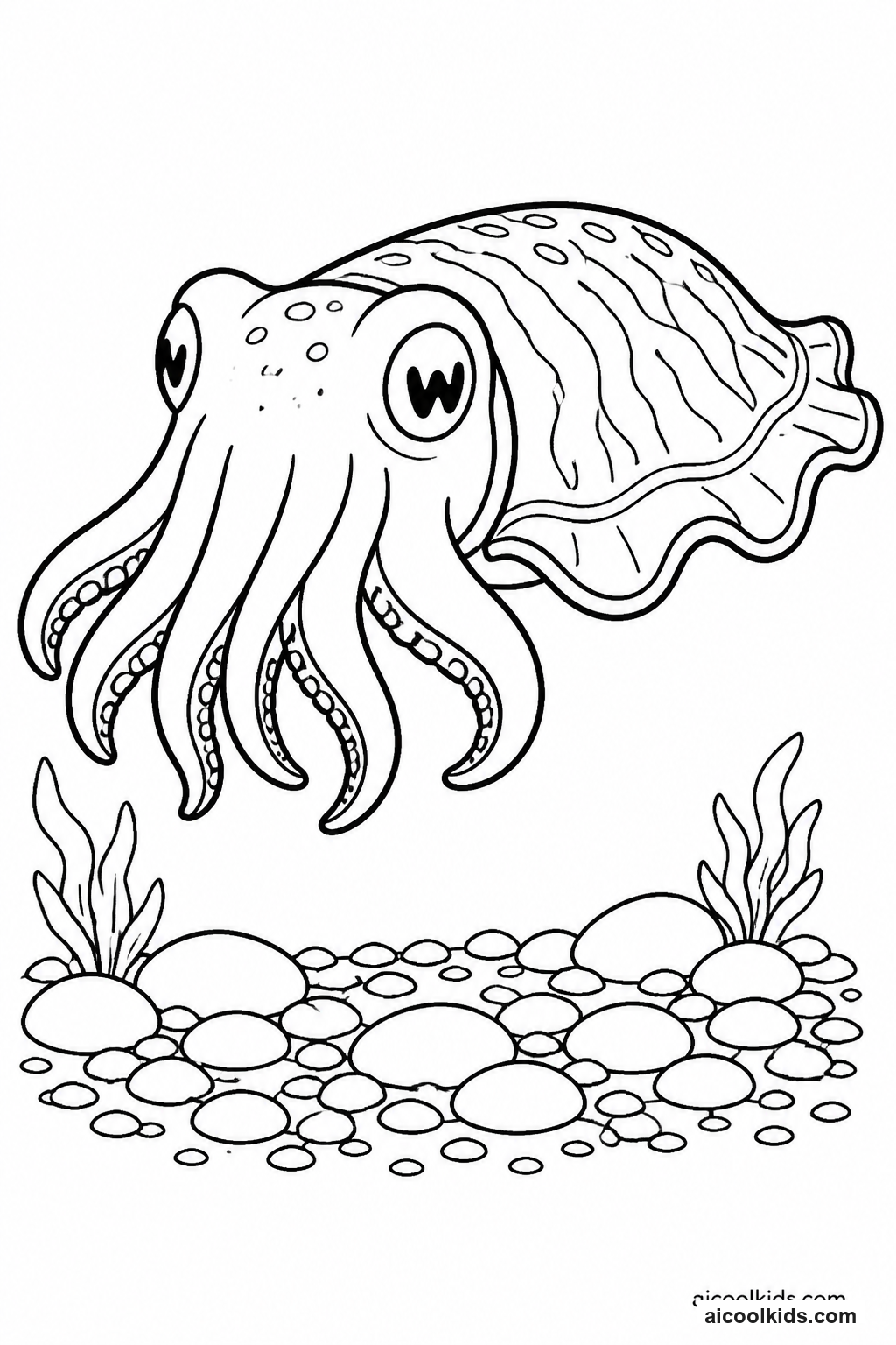 Cuttlefish Hovering with Rippling Fins free printable activity sheet