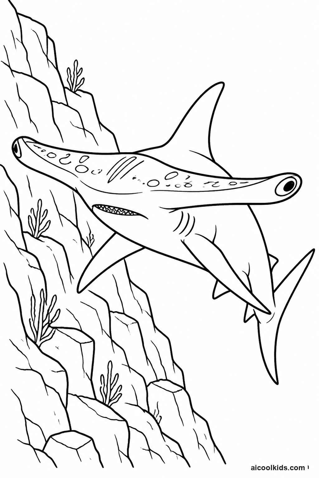 Hammerhead Shark Patrolling Volcanic Seamount free printable activity sheet