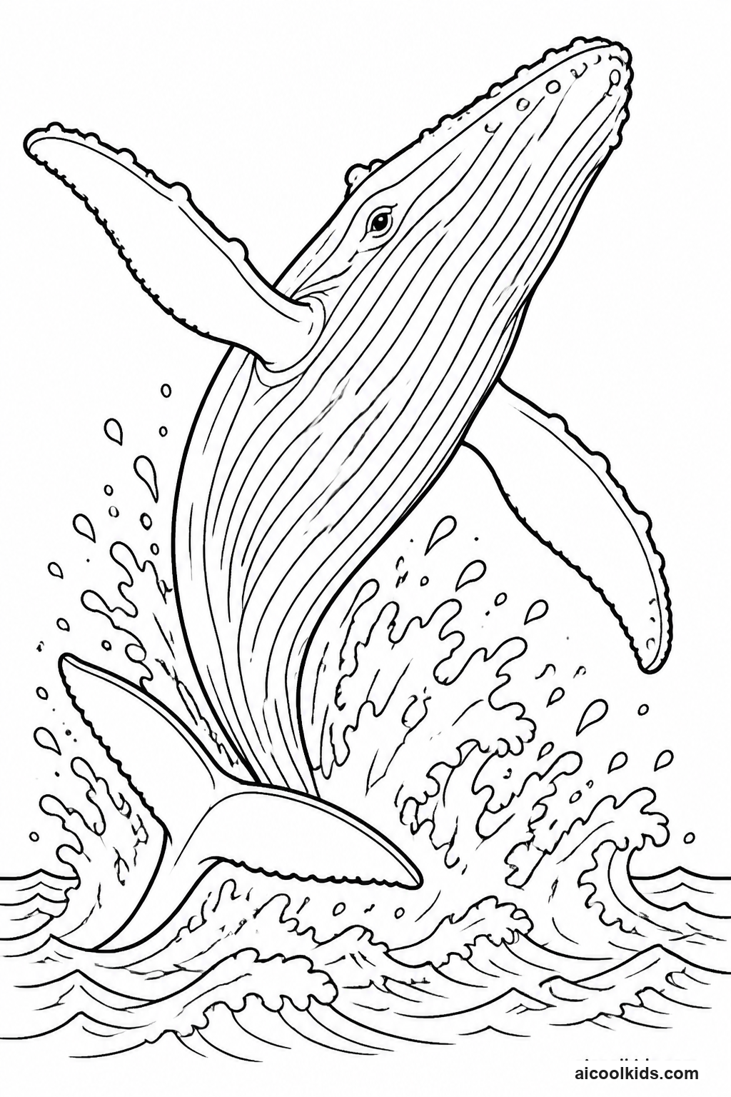 Majestic Humpback Whale Breaching Water free printable activity sheet