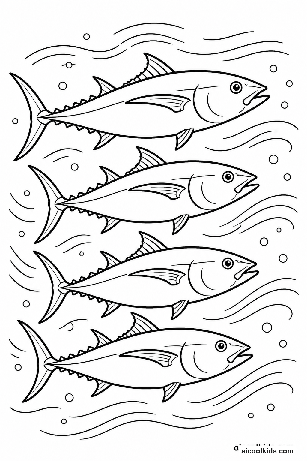 School of Tuna Darting Through Open Water free printable activity sheet