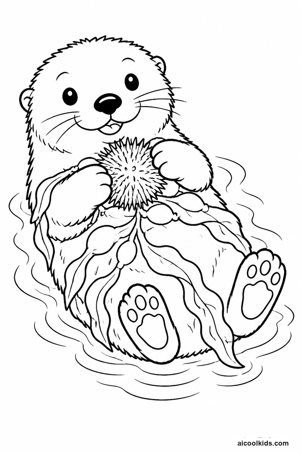 Sea Otter Floating on Back in Kelp Forest free printable activity sheet