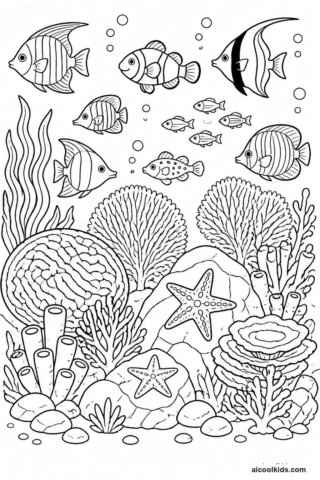 Teeming Coral Reef Seascape Panorama free printable activity sheet