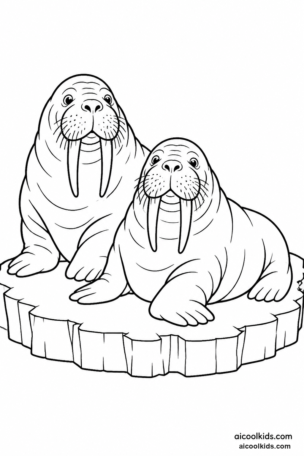Walrus Pair Resting on Arctic Ice Floe free printable activity sheet