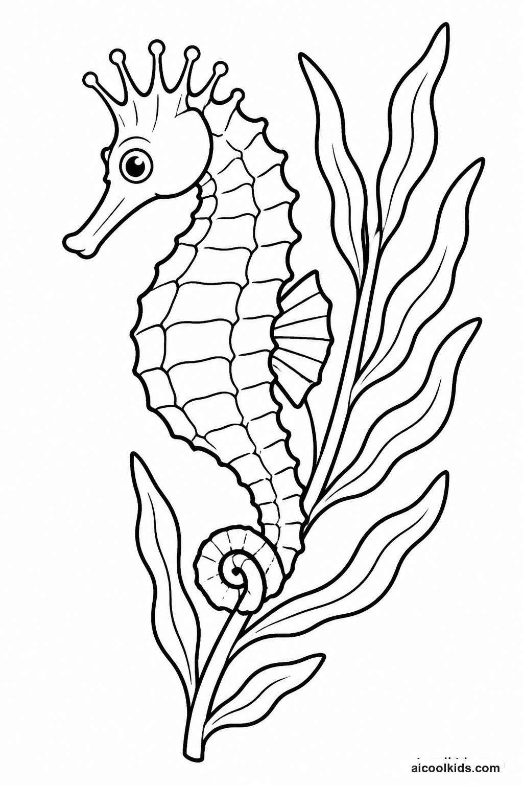 Whimsical Seahorse Clinging to Kelp free printable activity sheet