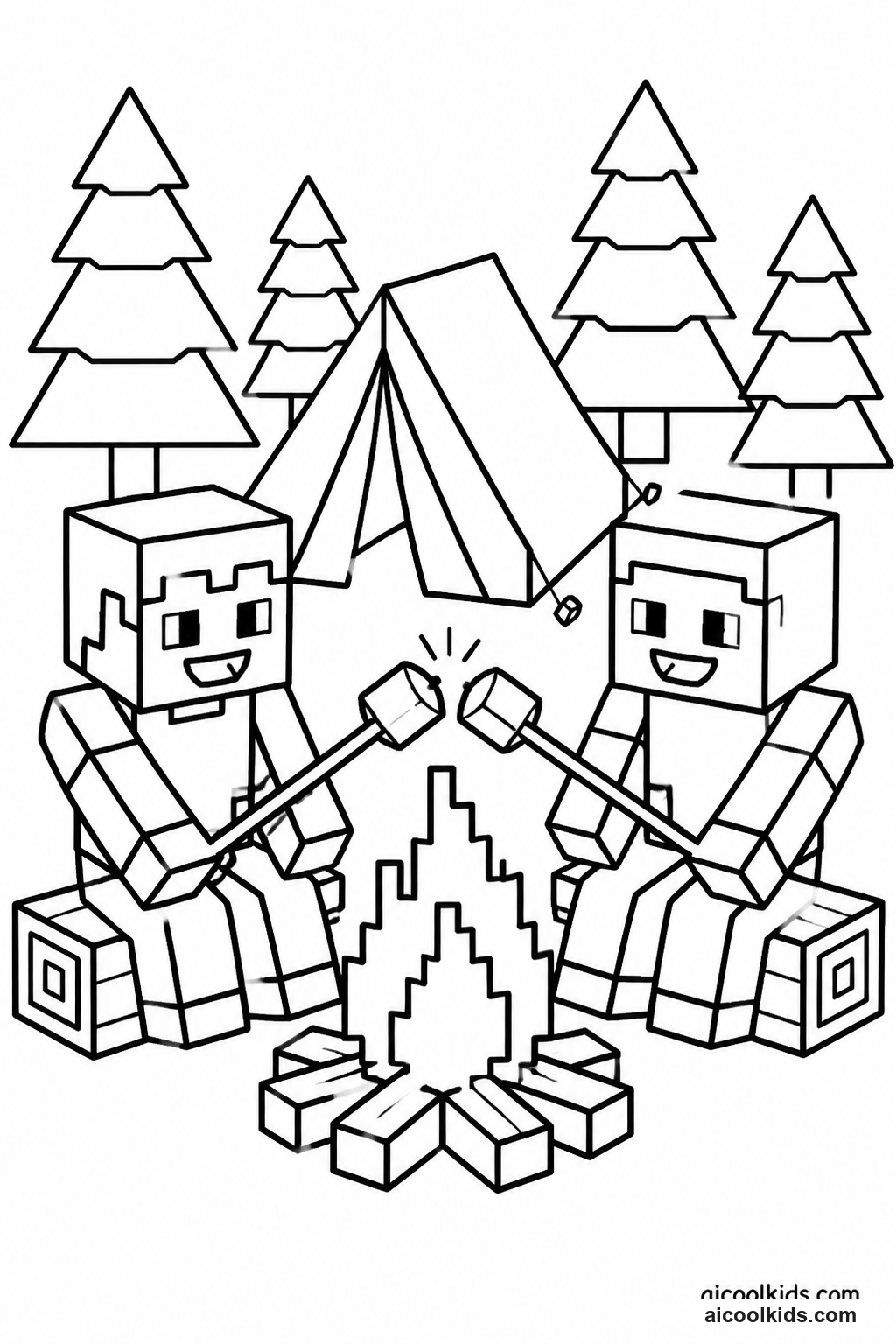 Roblox Friends Camping by Campfire free printable activity sheet