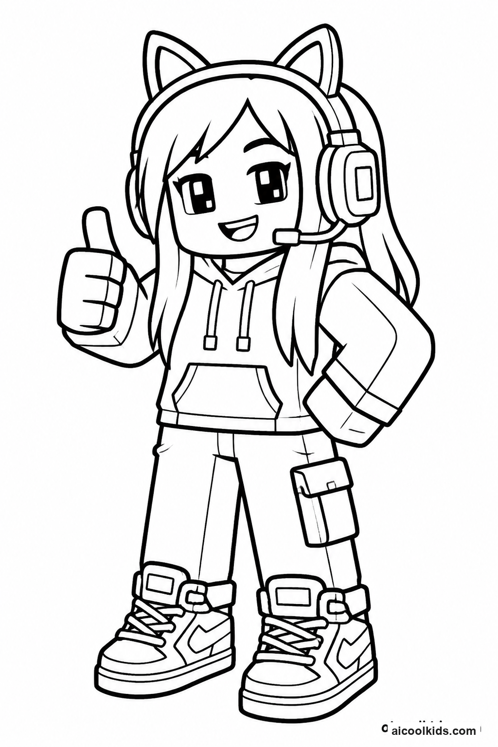 Roblox Gamer Girl with Headphones free printable activity sheet