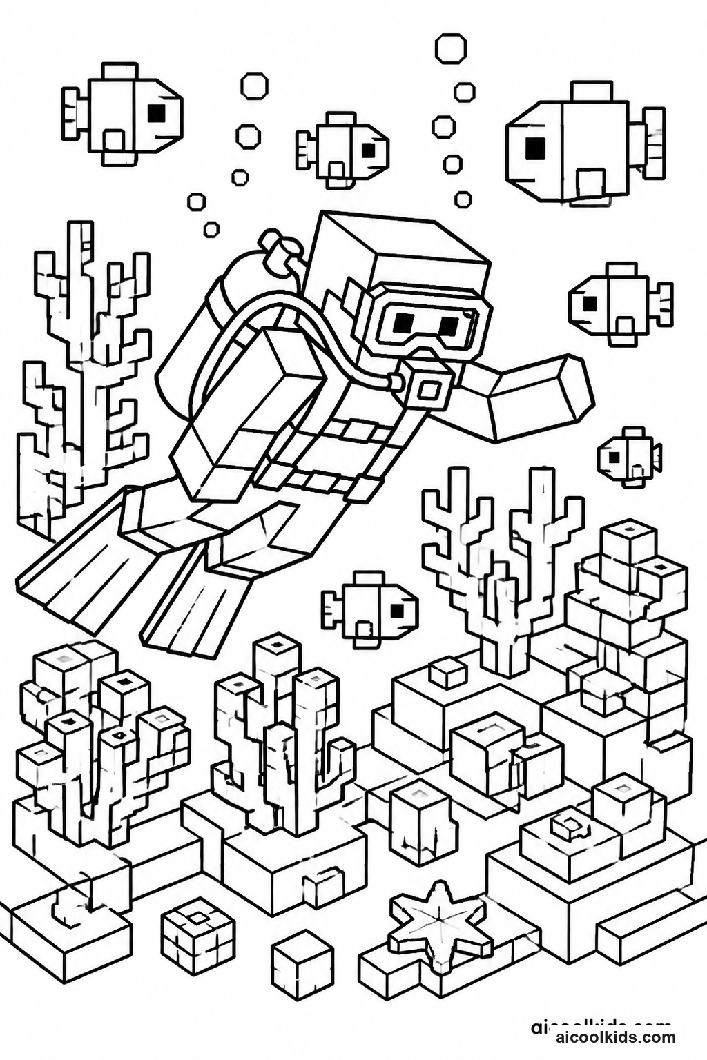 Roblox Scuba Diver in Coral Reef free printable activity sheet
