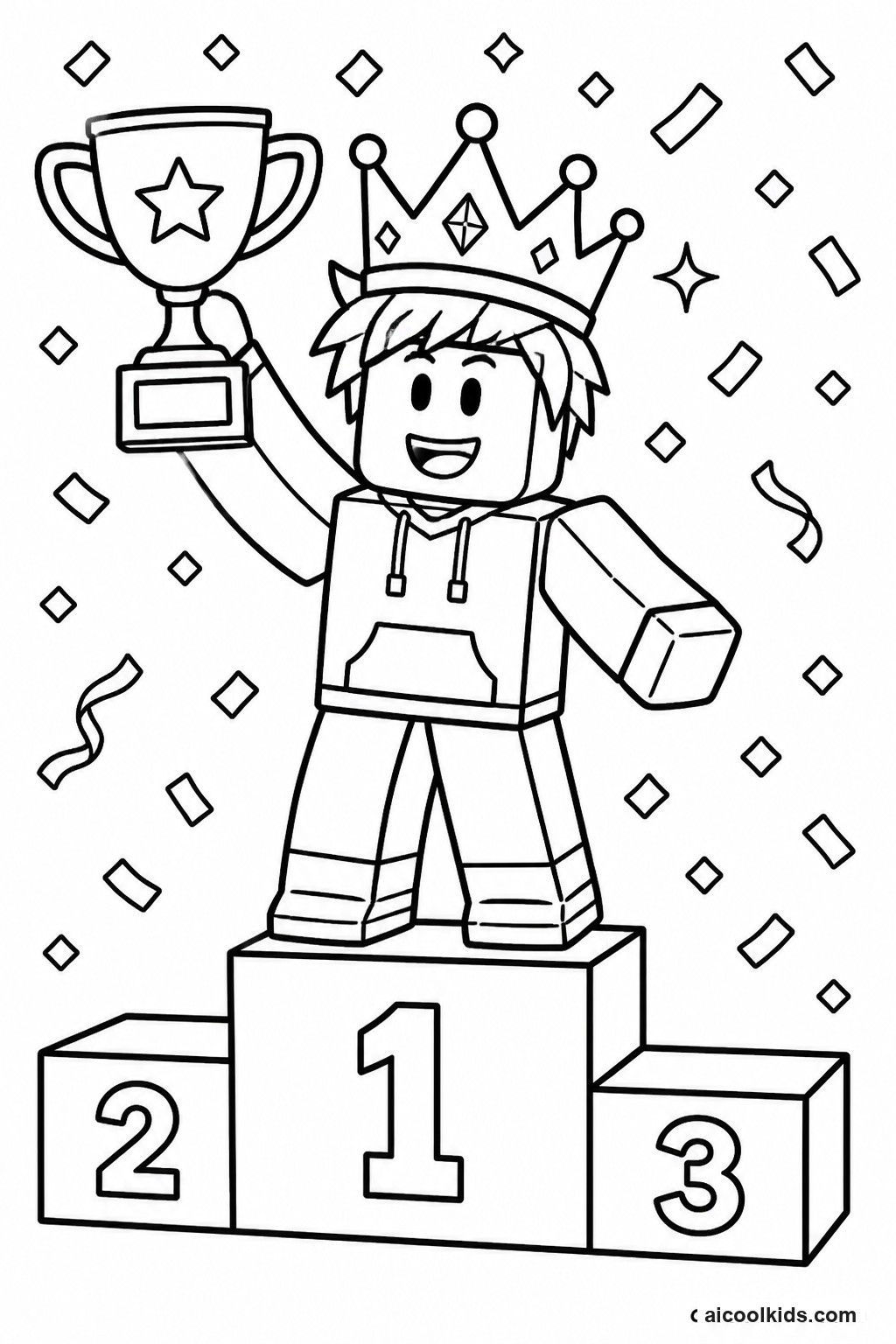 Roblox Winner on Championship Podium free printable activity sheet