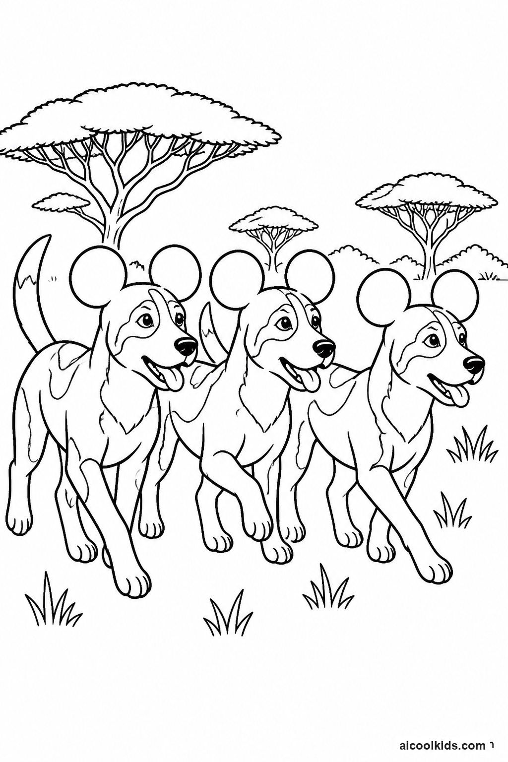 African Wild Dog Pack Roaming at Sunrise free printable activity sheet