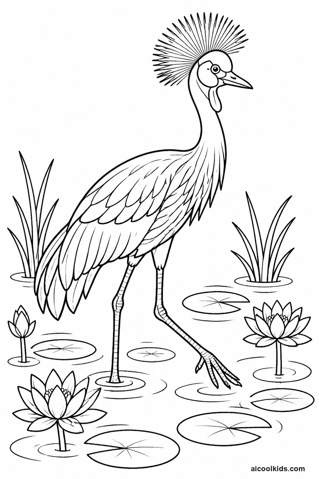 Crowned Crane Wading in Savannah Marsh free printable activity sheet
