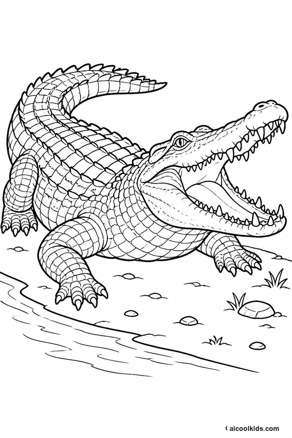 Nile Crocodile Basking on River Sandbank free printable activity sheet