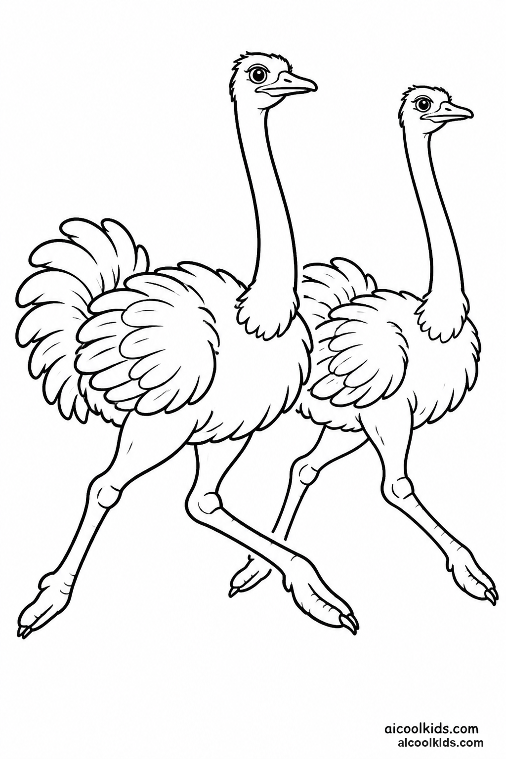 Pair of Ostriches Running Across Bushveld free printable activity sheet