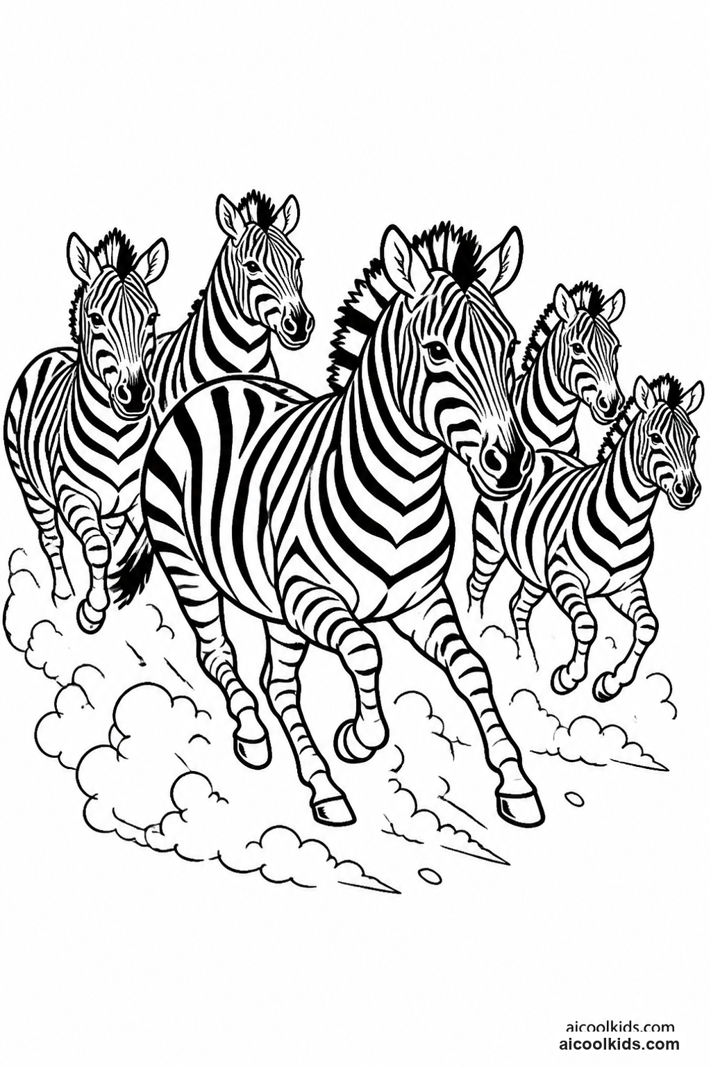 Striped Zebra Herd Galloping Across Plains free printable activity sheet