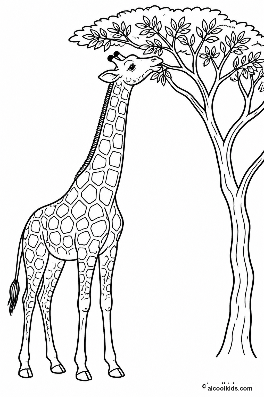 Tall Reticulated Giraffe Grazing Acacia Leaves free printable activity sheet