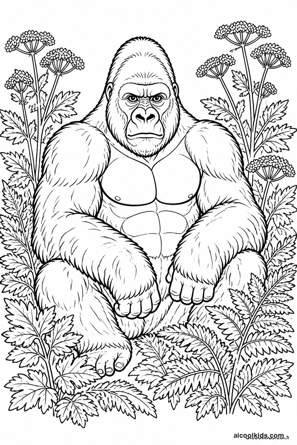 Towering Silverback Gorilla in Mountain Mist free printable activity sheet