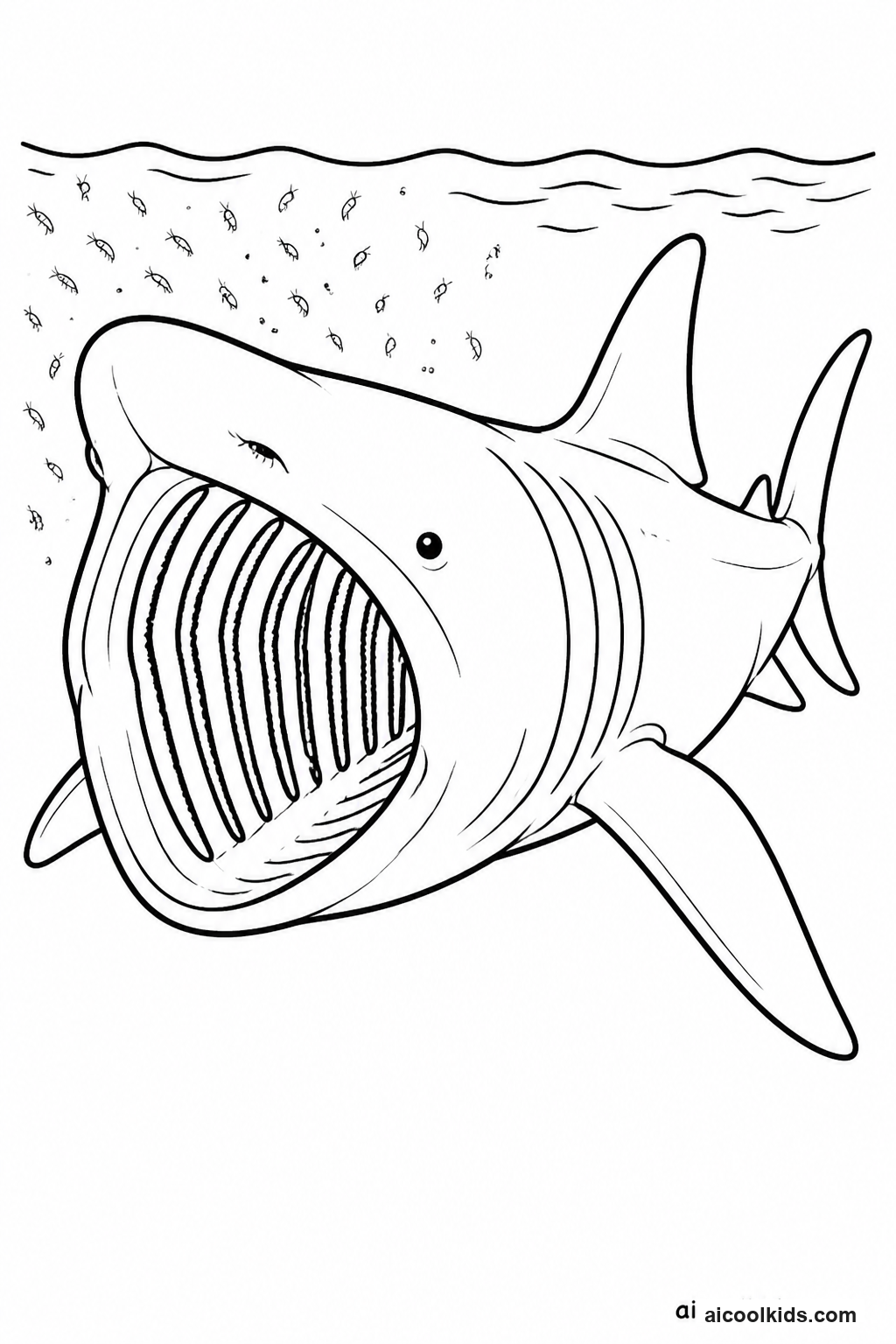 Basking Shark Filtering Plankton Near Surface free printable activity sheet