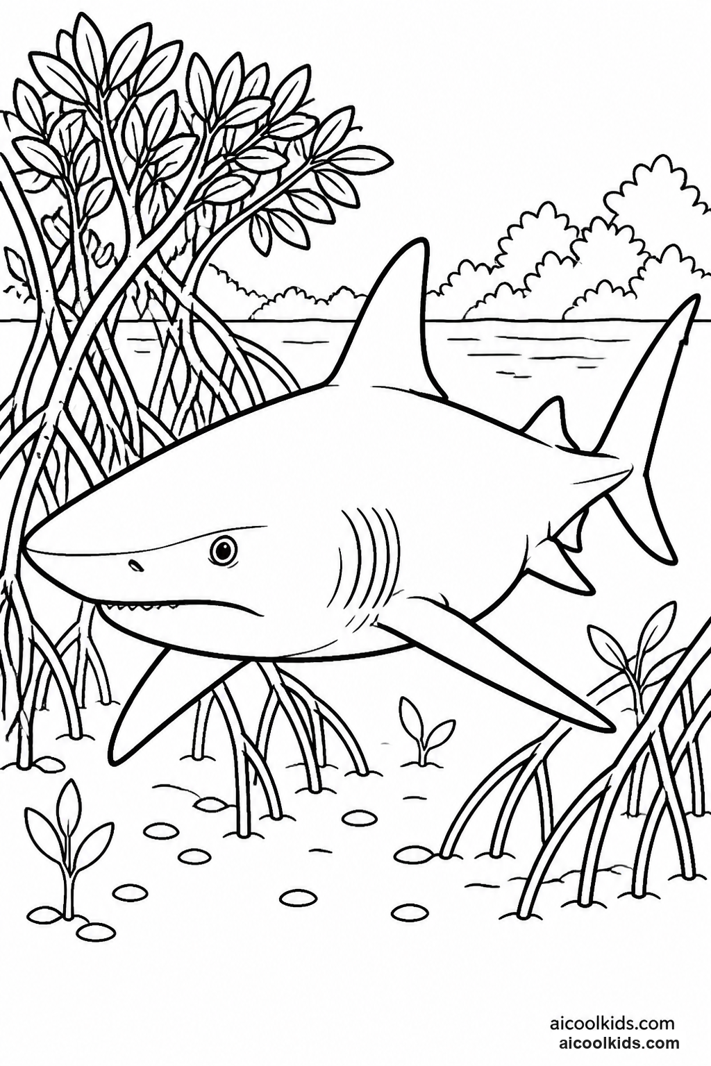 Bull Shark Cruising River Delta Shallows free printable activity sheet