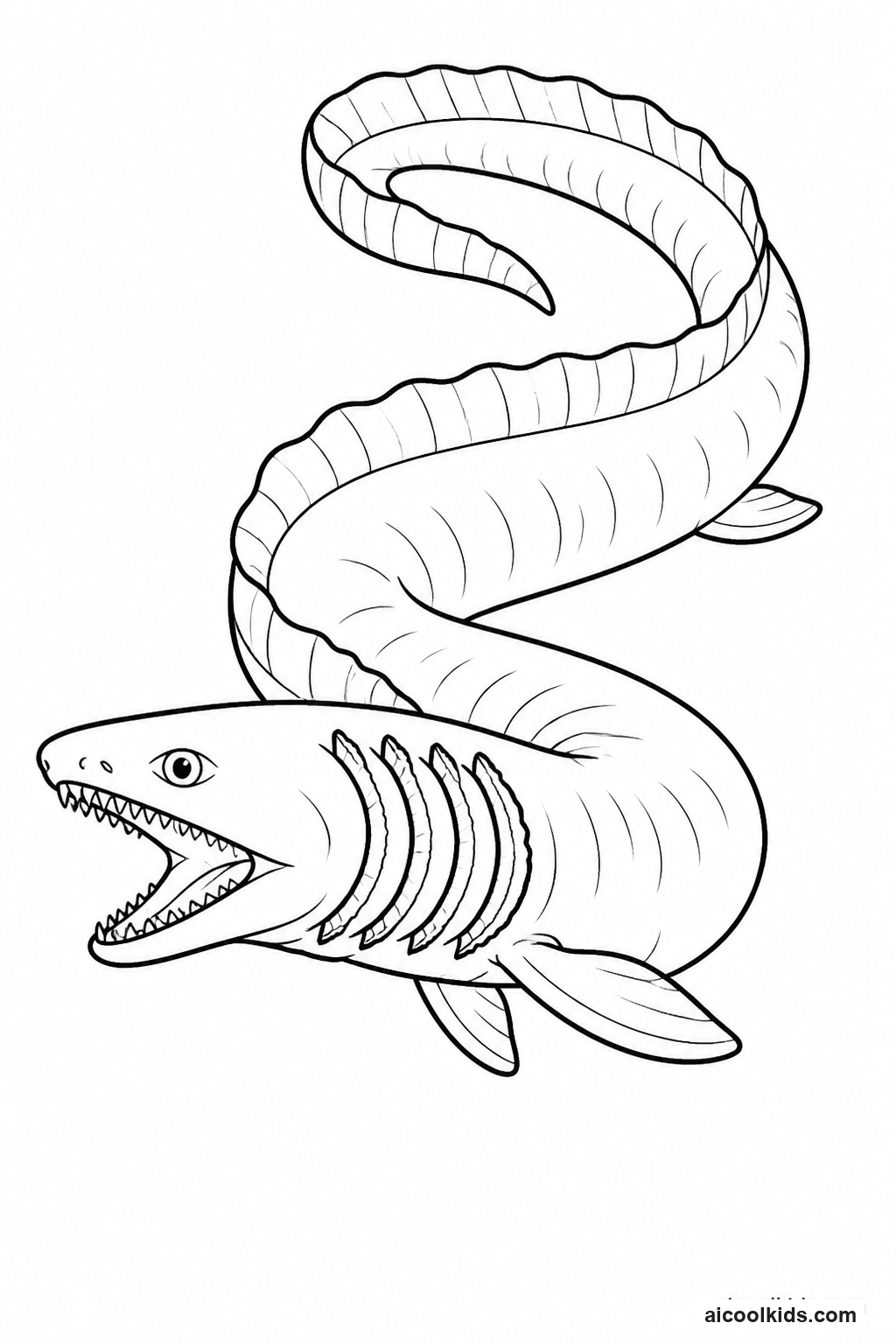 Frilled Shark with Eel-Like Body in Abyssal Depths free printable activity sheet
