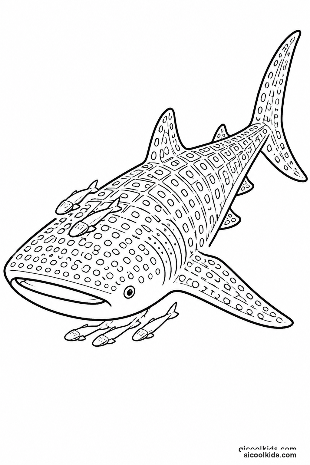 Gentle Giant Whale Shark with Remora Fish free printable activity sheet
