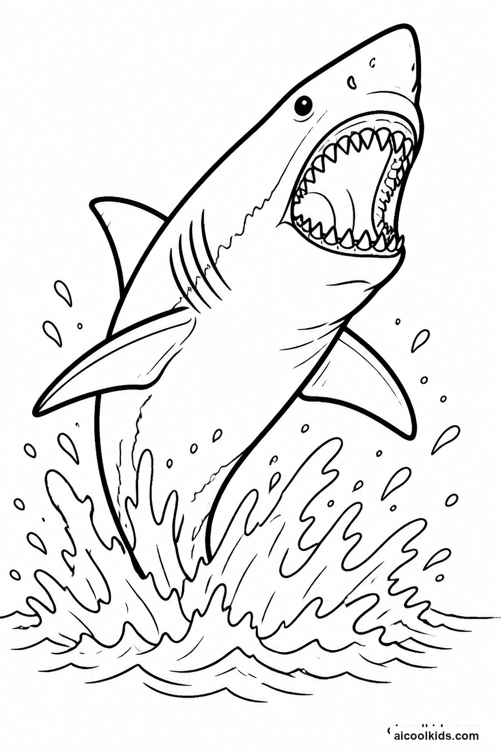Great White Shark Breaching Ocean Surface free printable activity sheet