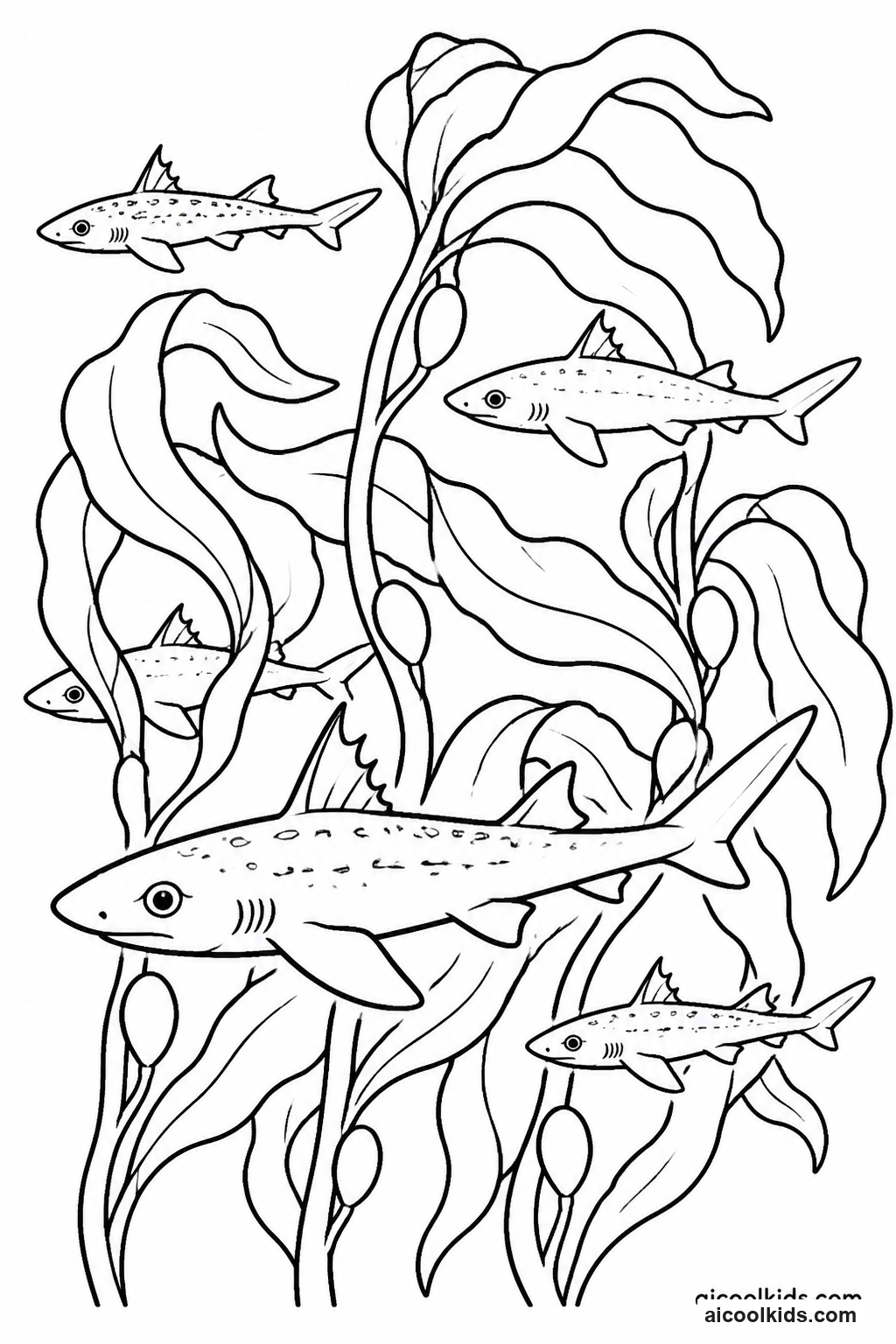 Spiny Dogfish Shark in Pacific Kelp Forest free printable activity sheet
