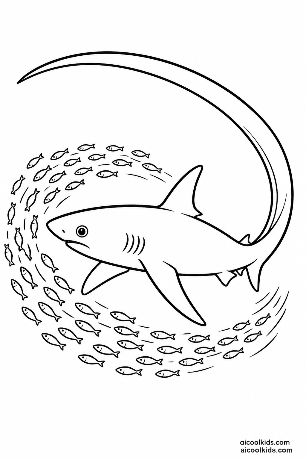Thresher Shark Whipping Long Tail Fin free printable activity sheet