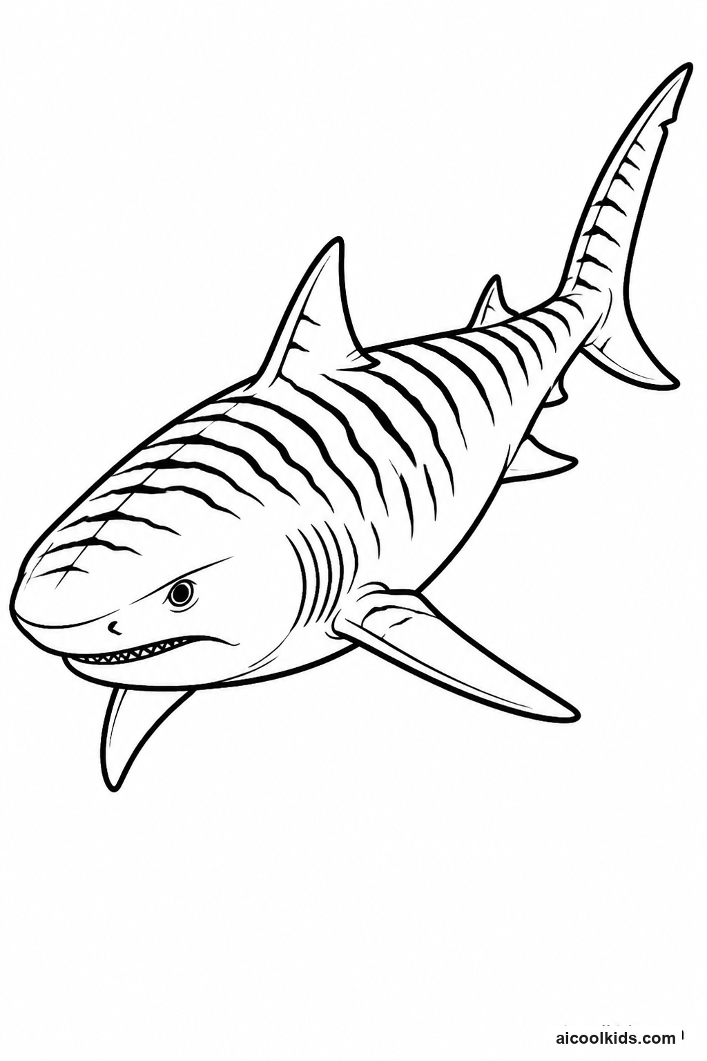 Tiger Shark with Bold Stripes Patrolling Waters free printable activity sheet