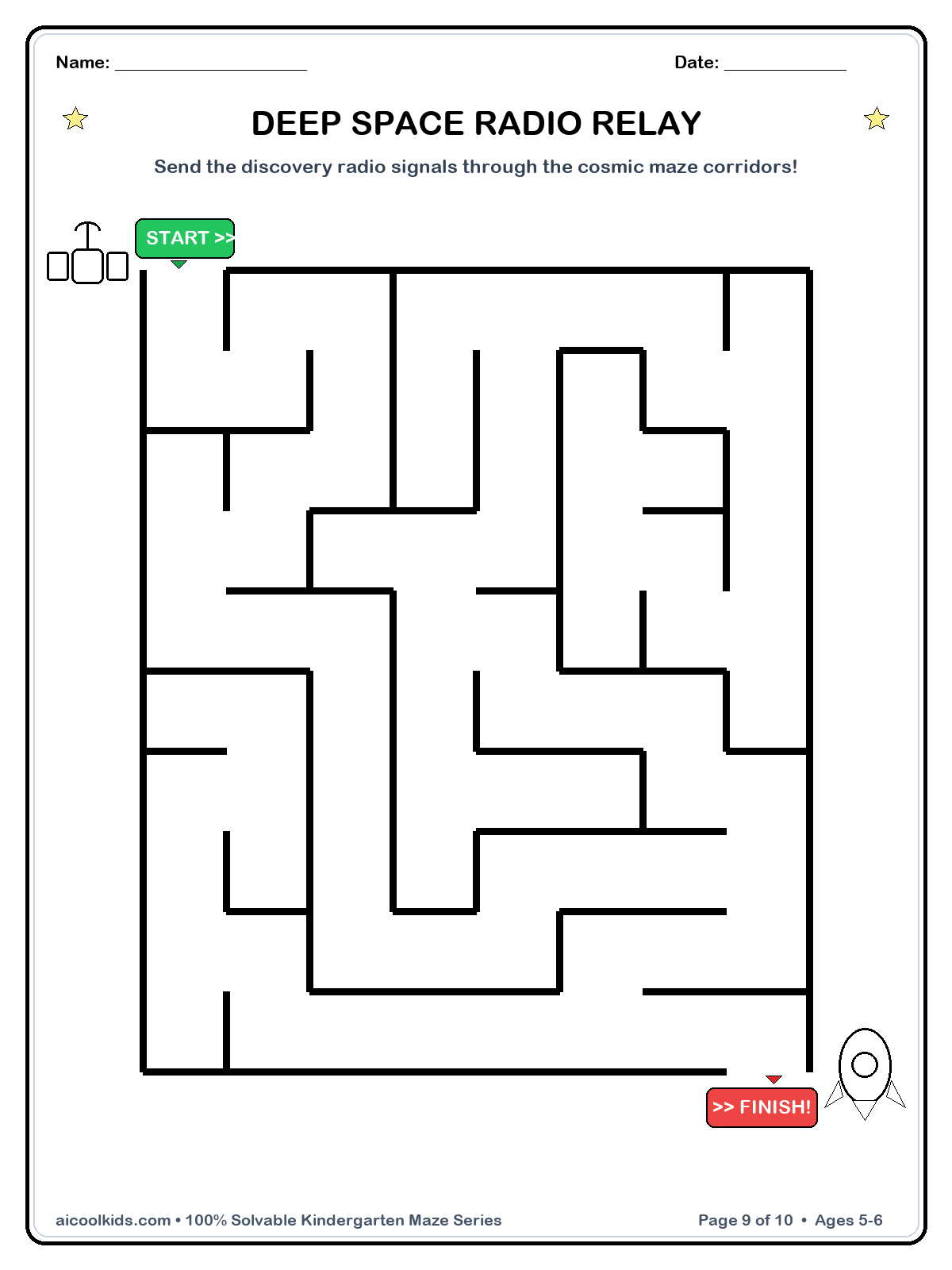 Deep Space Radio Relay free printable activity sheet