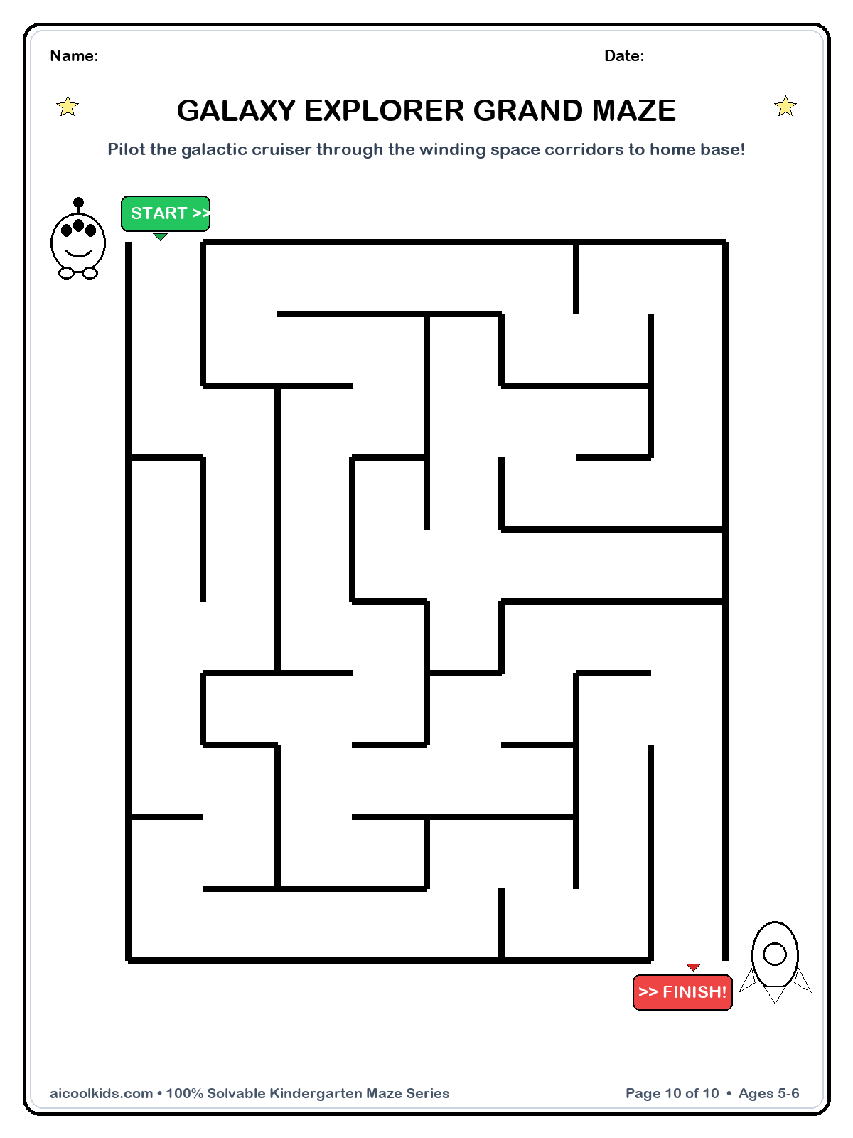 Galaxy Explorer Grand Maze free printable activity sheet