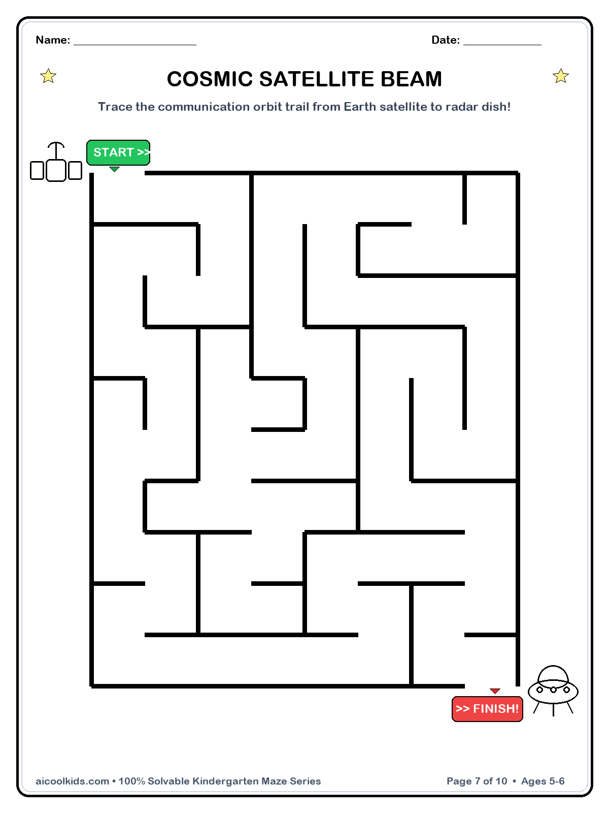 Cosmic Satellite Beam free printable activity sheet