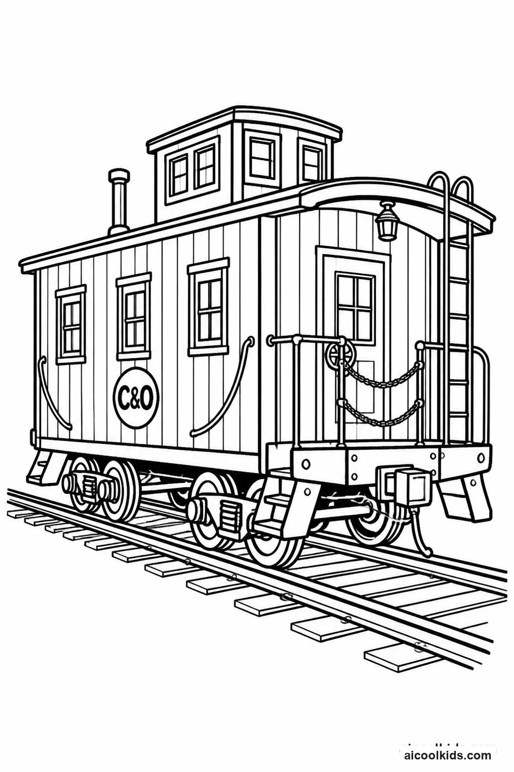 Bright Red Caboose at End of Freight Train free printable activity sheet