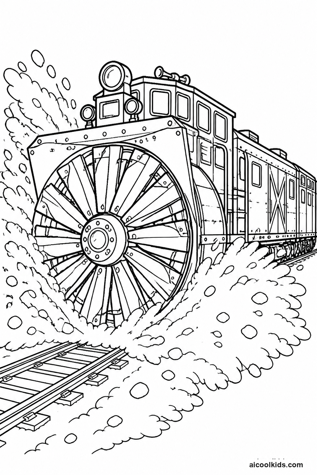 Rotary Snowplow Train Blasting Through Snow free printable activity sheet