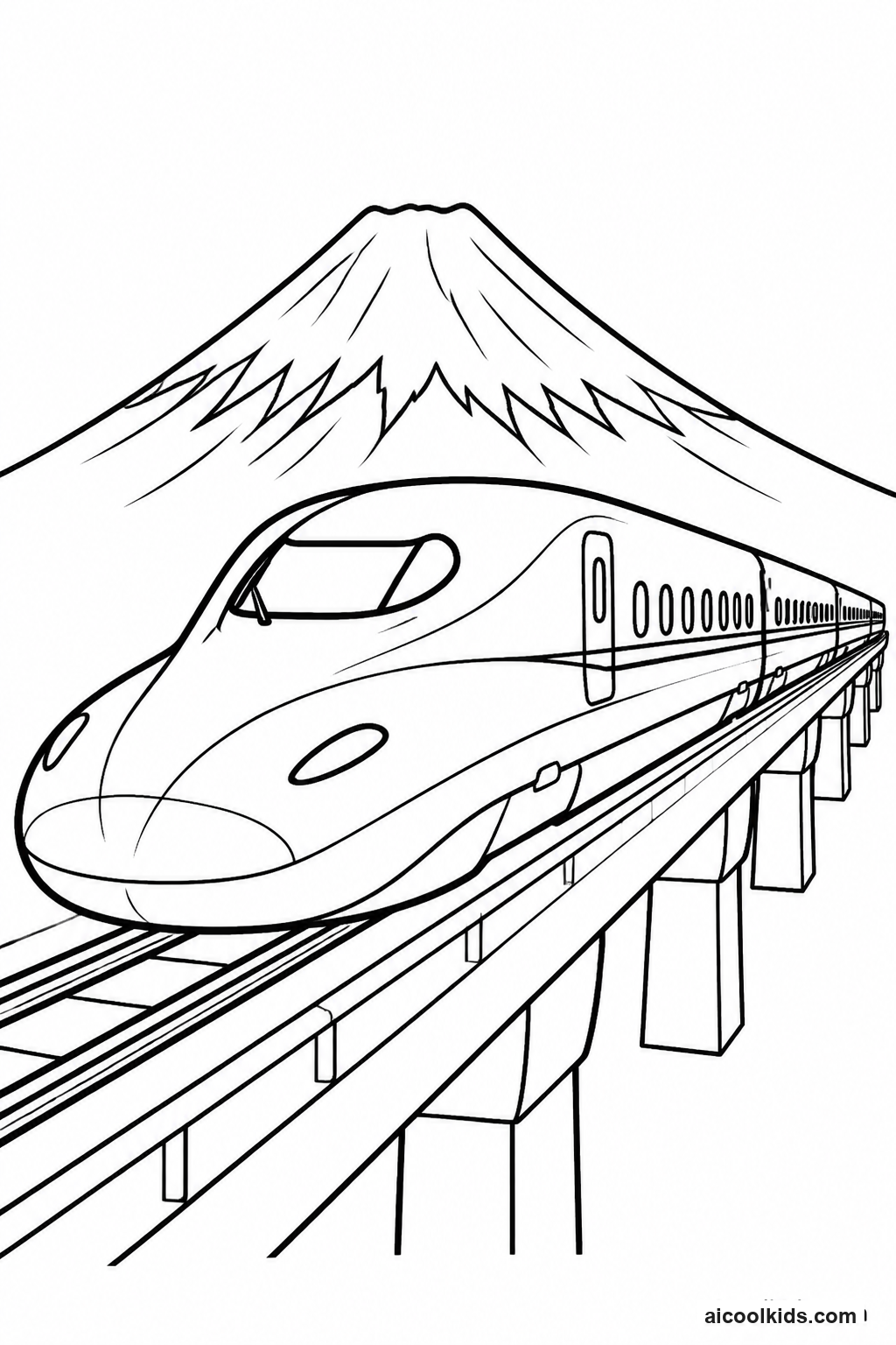 High-Speed Bullet Train Passing Mount Fuji free printable activity sheet