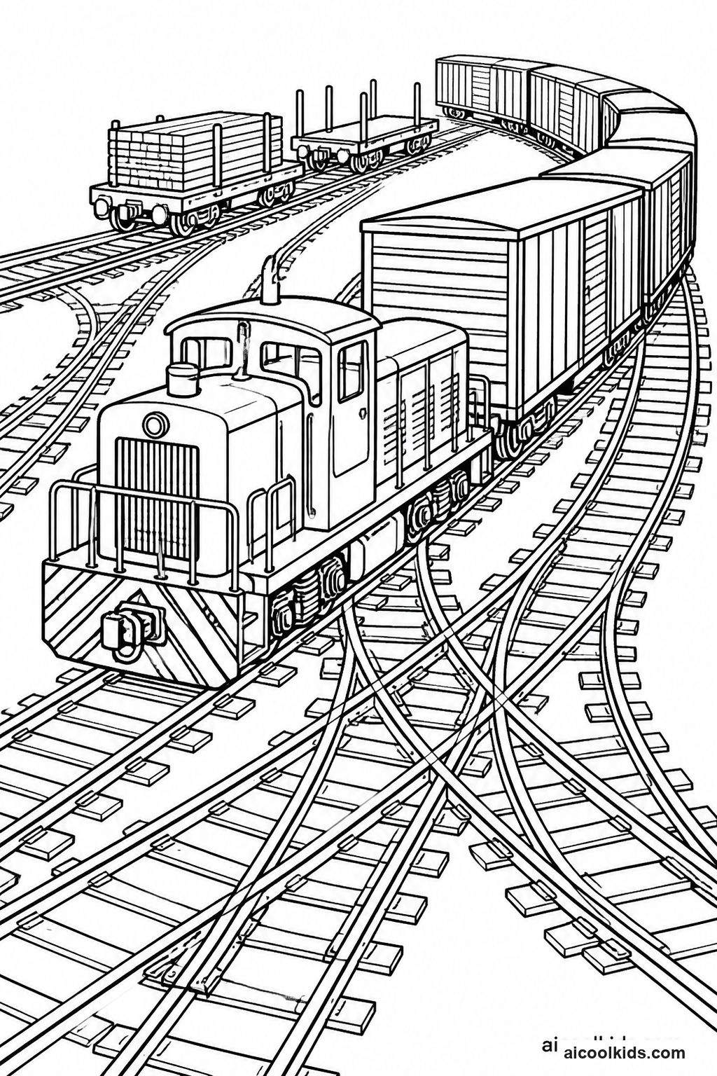 Switcher Engine Working in Freight Yard free printable activity sheet
