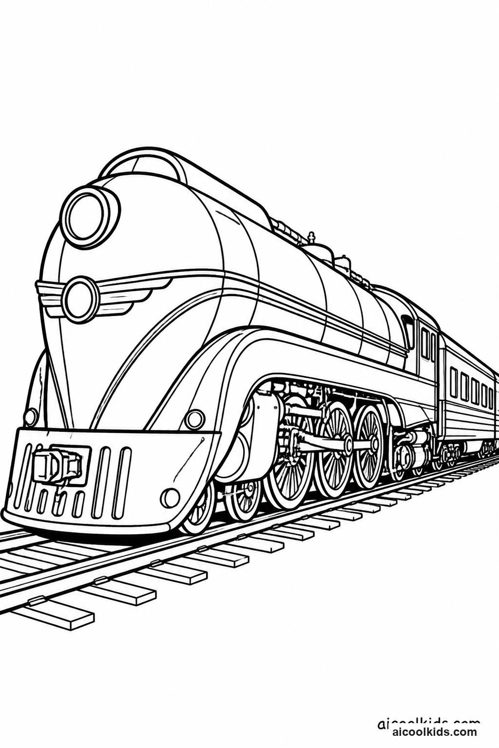Streamlined 1930s Art Deco Steam Train free printable activity sheet