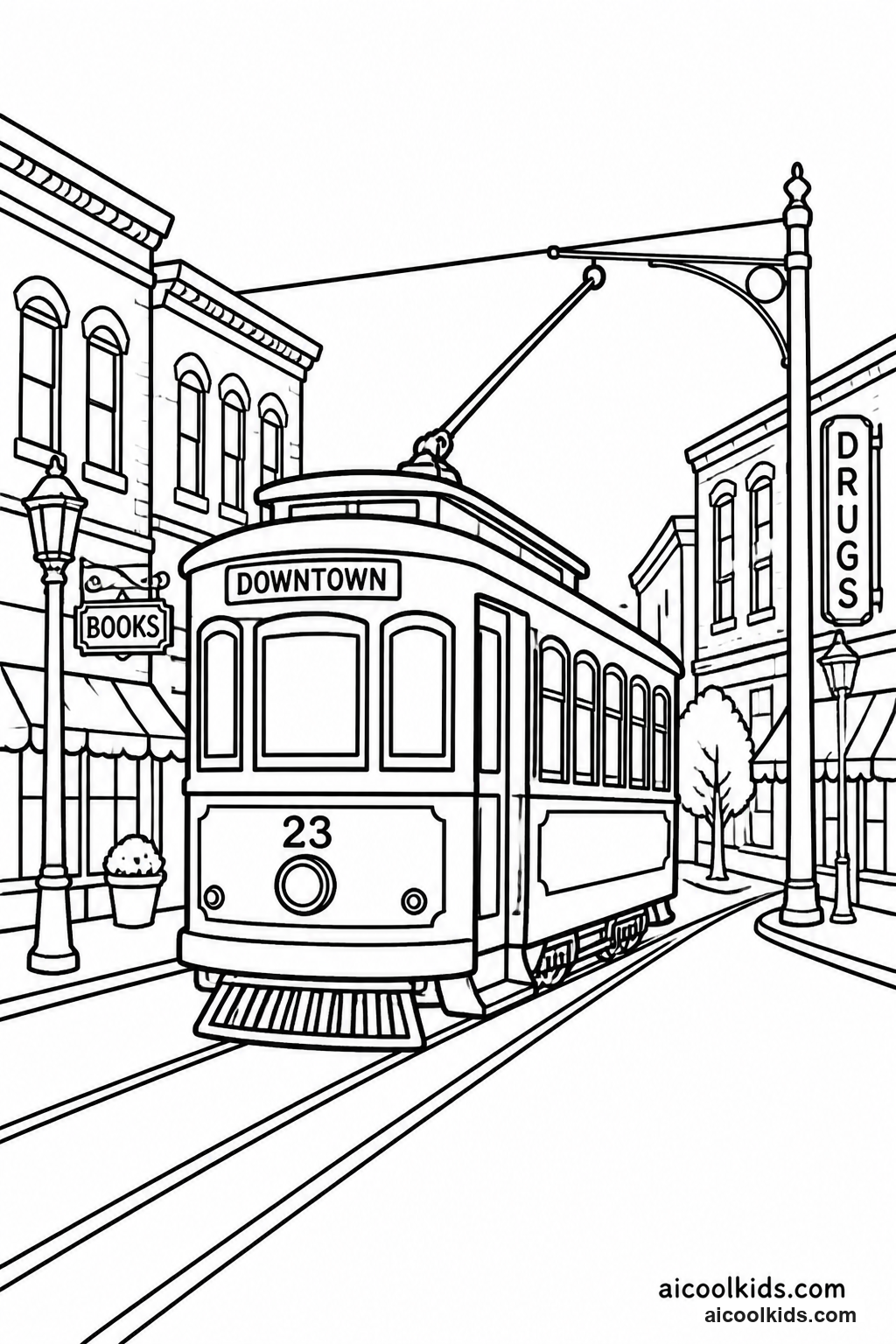 Vintage City Trolley on Cobblestone Avenue free printable activity sheet